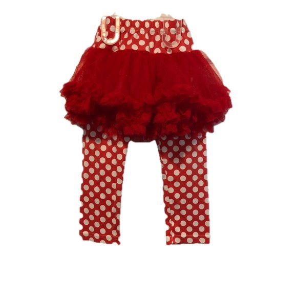 Unbranded Red Leggings with White Polka Dots 3 Layer Red TUTU Size 120 (5T) - Picture 2 of 8